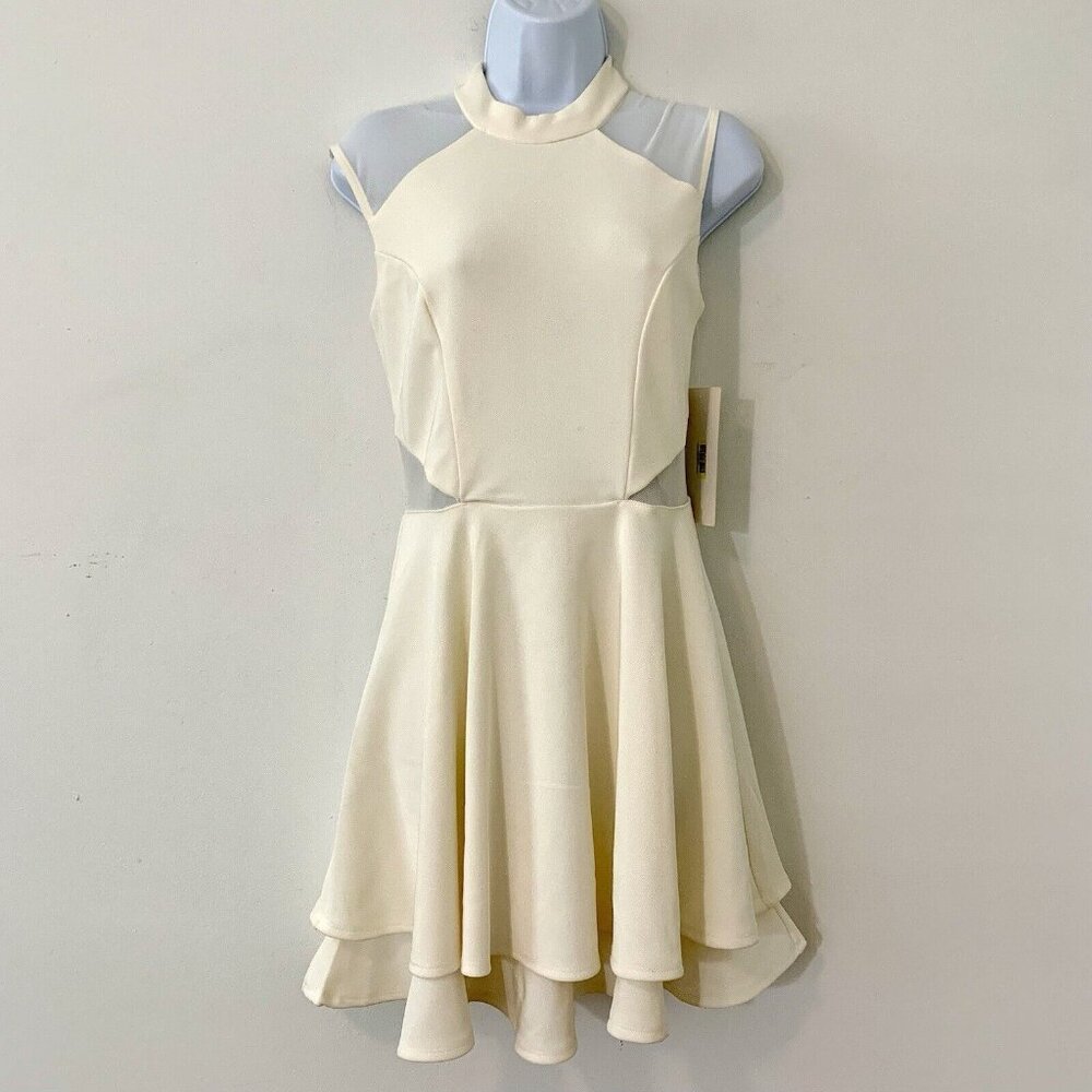HONEY And ROSIE Ivory Halter Collar w/ Sheer Mid Sides Juniors SZ M NWT $59